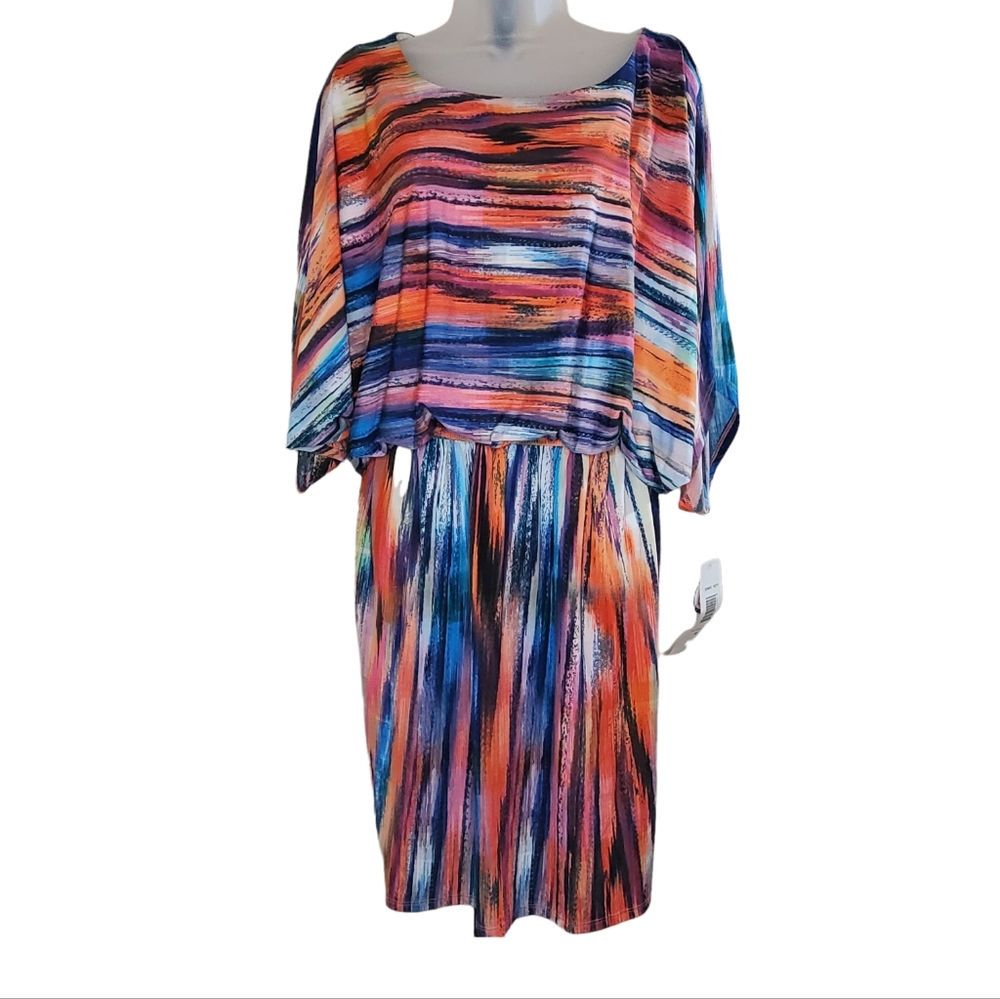 Robbie Bee Batwing Elastic Band Brush Dress M